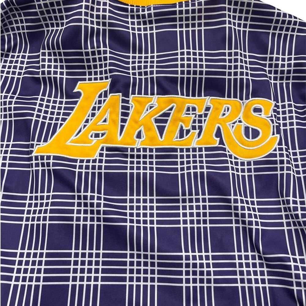 LA Lakers Zip Up Jacket Plaid Logo Back NBA Blue Label XL